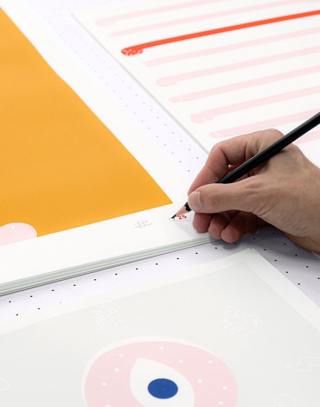 Limited edition A4 screen print titled "Whoopsie Daisy" by Dutch artist Dicks Don’t Lie, featuring a humorous and stylized penis with a blooming flower on mustard yellow background. Signed and handprinted in four colors.