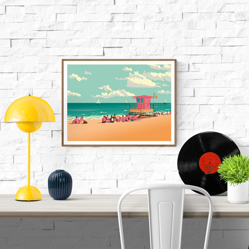 Buy La Barceloneta beach artprint by Studio Frits