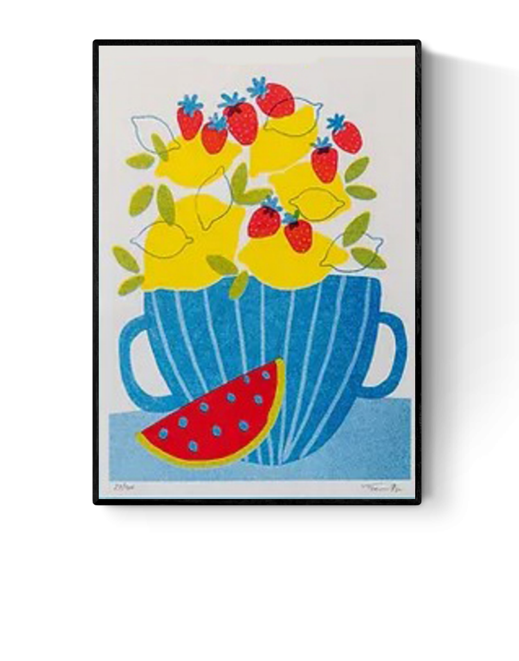 buy illustration with lemons and strawberries by Teresa rego