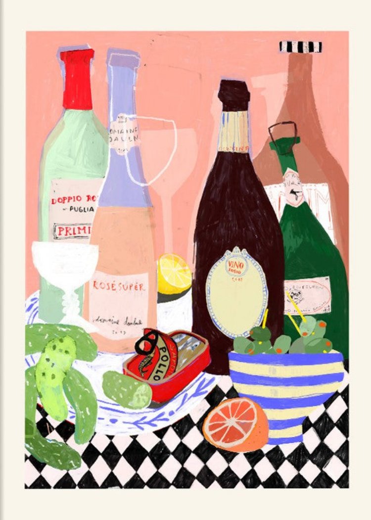 buy illustration with food and wine by Wünsch & Stömer