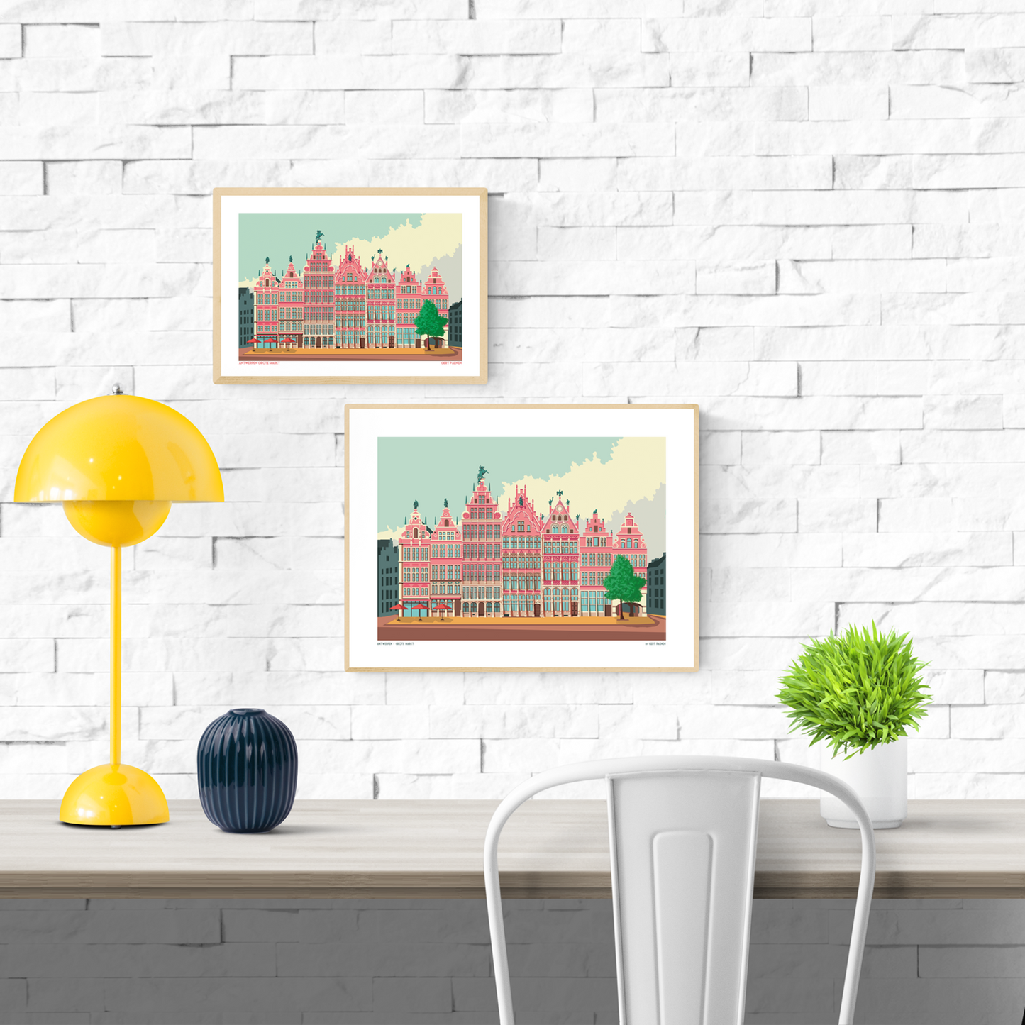 buy artprint with Antwerp's Grand Place houses by Studio Frits