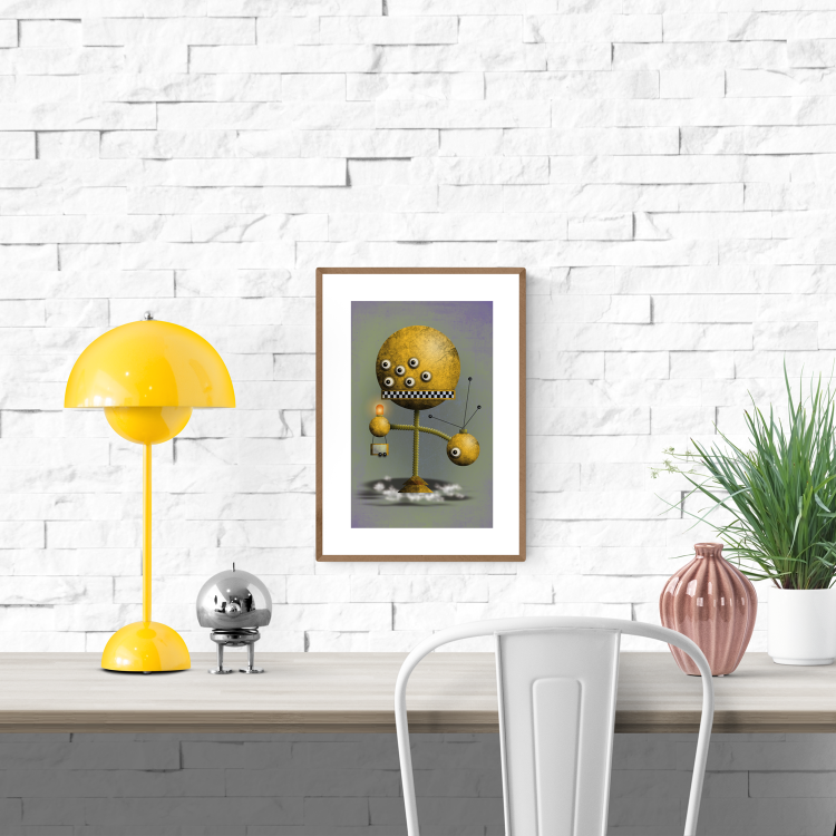 buy yellow robot artprint illustration from Studio Frits