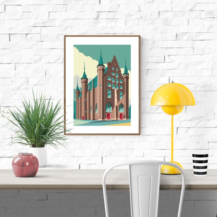buy Antwerp Belgium vleeshuis illustration artprint by Studio Frits