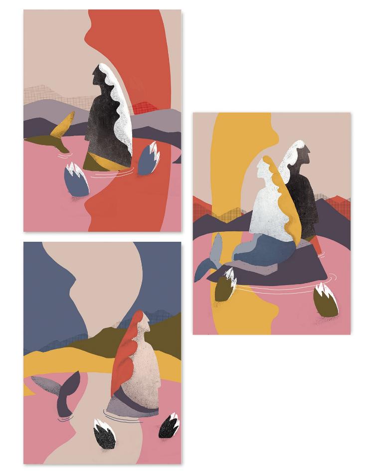 buy postcards with mermaid / siren illustrations