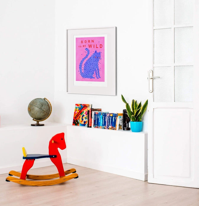 Buy wall art artprint with blue cat by Just cool design