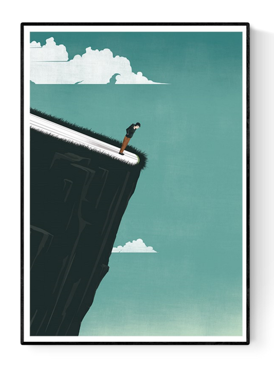 buy illustration of a man on the edge of a cliff by Ana Yael 