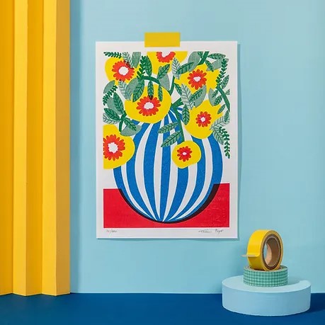 Buy flower vase with yellow flowers illustration by Teresa Rego