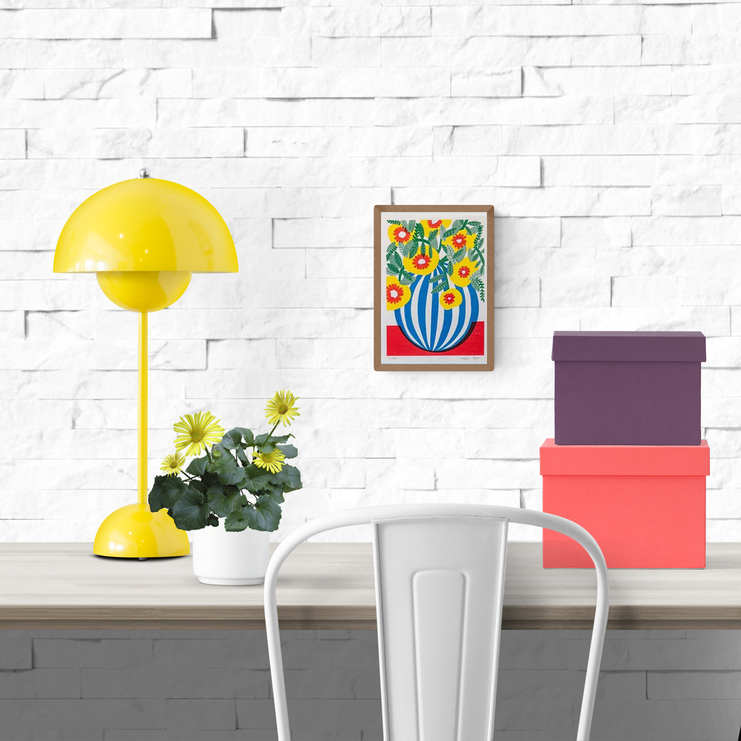 Buy flower vase with yellow flowers artprint by Teresa Rego