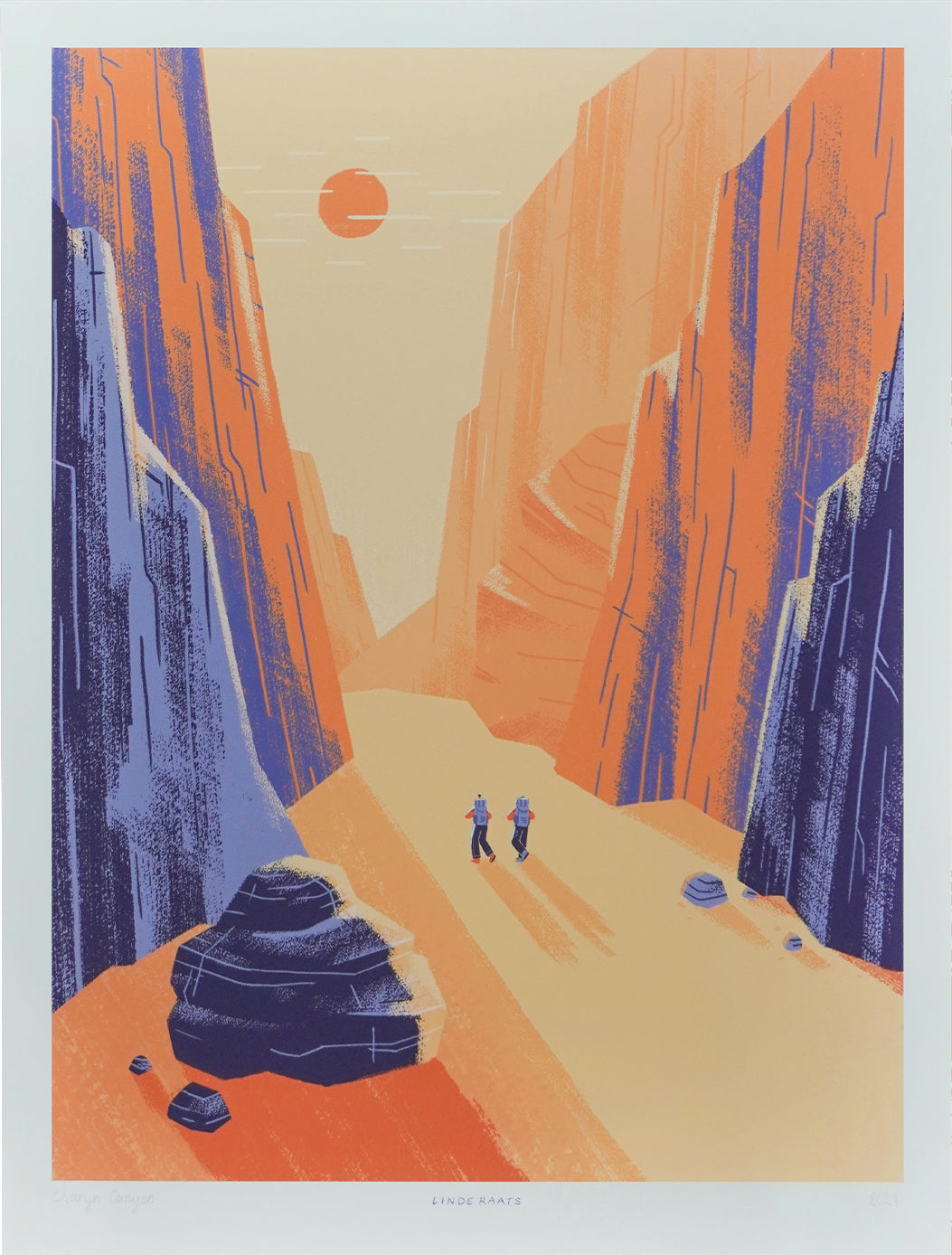 Buy canyon at sunset illustration by Linde Raats