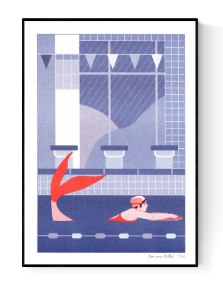 Buy swimmer artprint by Dorianne Millet