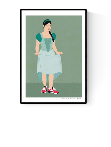 Buy illustration with girl on red sneakers by Dorianne Millet