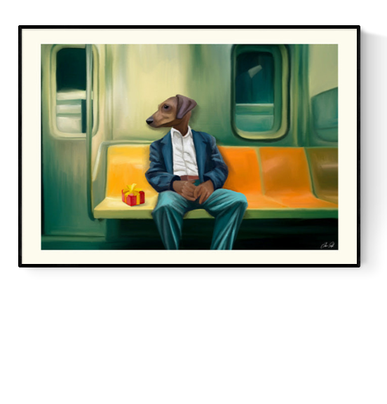 Buy illustration with dogman on the subway by Estelle Graf