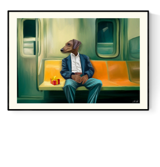 Buy illustration with dogman on the subway by Estelle Graf