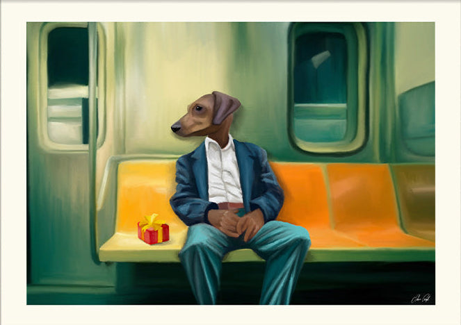 Buy illustration with dogman on the subway by Estelle Graf