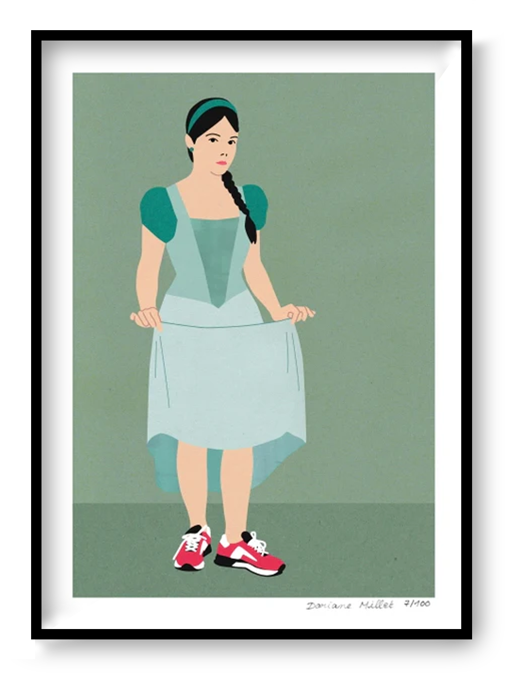 Small giclée art print Feet on the Ground by French illustrator Doriane Millet, limited edition signed artwork with poetic contemporary illustration style, perfect for modern interiors and thoughtful gifts.