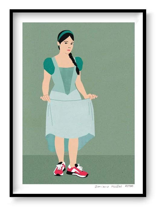 Small giclée art print Feet on the Ground by French illustrator Doriane Millet, limited edition signed artwork with poetic contemporary illustration style, perfect for modern interiors and thoughtful gifts.