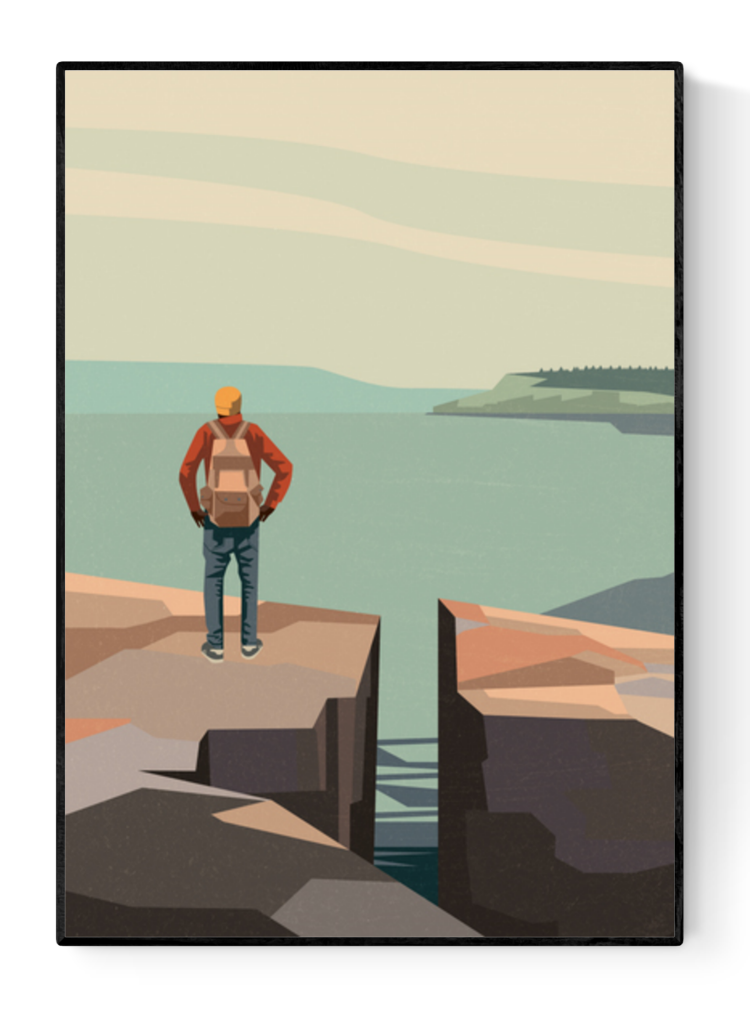 buy illustration with man at the lake by Floor 4 productions artprint 