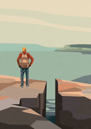 buy illustration with man at the lake by Floor 4 productions artprint 