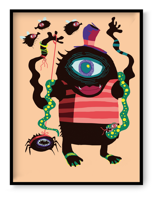 Gloria Alderidge art print by Studio Frits featuring a colorful one-eyed monster character in a playful surreal illustration style.