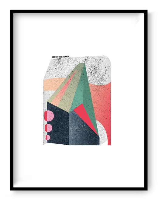 Abstract geometric art print with textured shapes and muted colors, limited edition signed artwork by Belgian illustrator Gert Paenen, modern abstract wall art for contemporary interiors