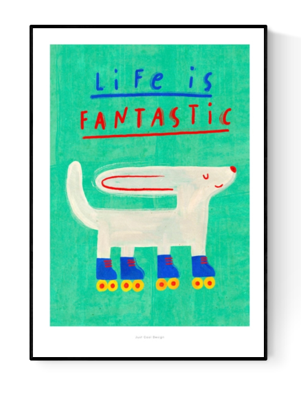 buy happy dog artprint from Just Cool Design aka Marion Dönneweg