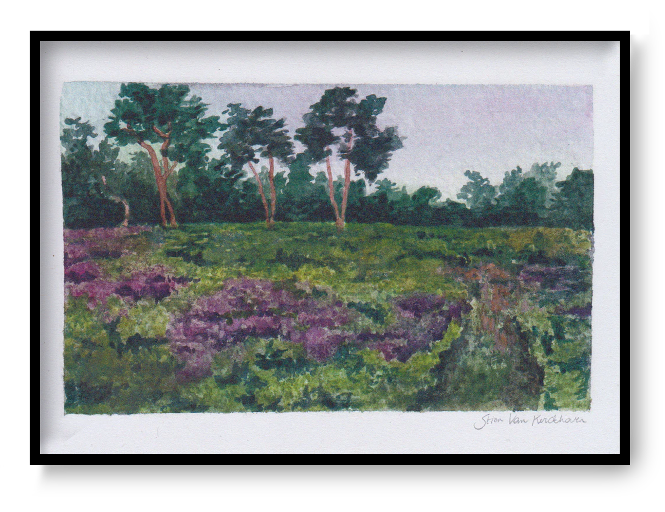 Landscape 3 art print by Stien van Kerckhoven – A5 giclée landscape wall art on textured paper, small nature-inspired fine art print for modern home decor in Belgium and Europe