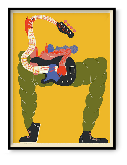 Miguel Manich Lead Guitar giclée art print 30x40 cm bold graphic musician illustration modern contemporary wall art for music lovers