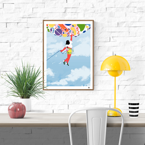 Buy flying woman artprint by Lola Penicaud