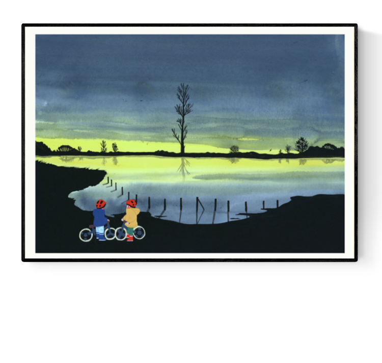 buy illustration with children at the lake by Sanlemo Margaux Othats