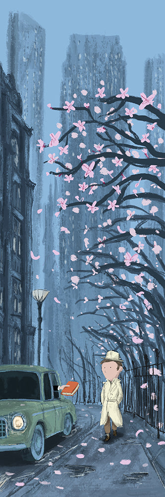 Mystery giclée art print by Willy Leung in vertical format depicting a quiet city street scene with subtle tension and storytelling atmosphere, printed on fine art paper.