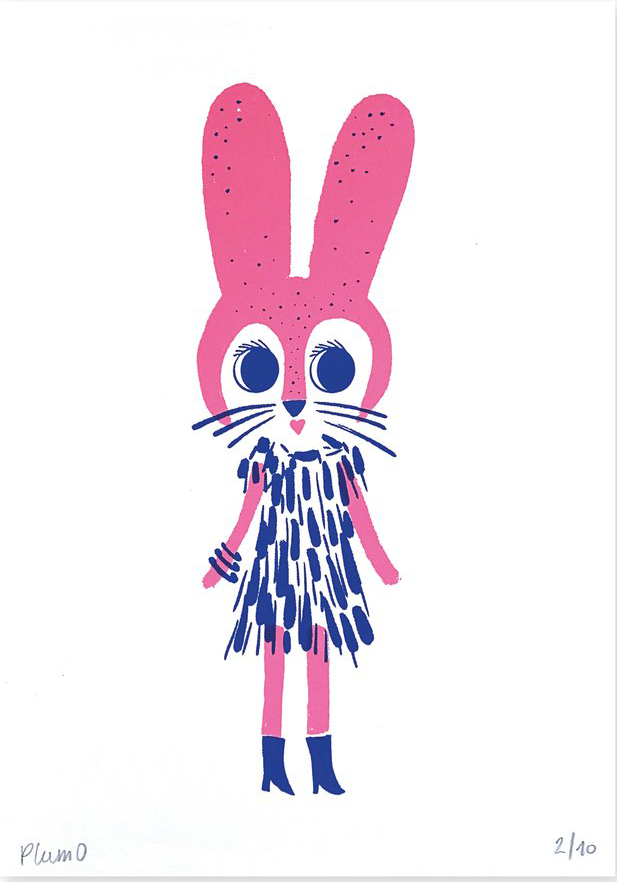 Buy illustration with fucsia rabbit by plumo