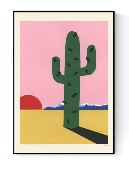 Buy illustration with a cactus at the desert by Rosi Feist