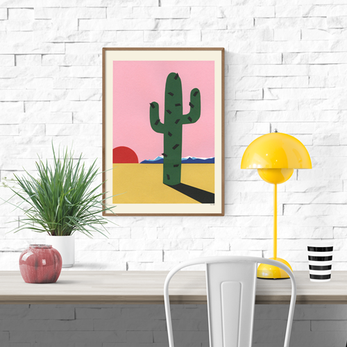 Buy artprint with a cactus at the desert by Rosi Feist