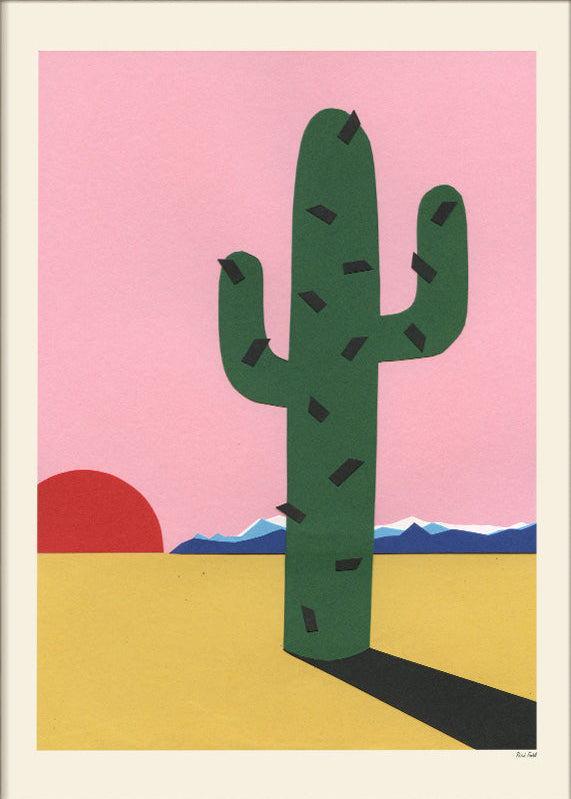 Buy illustration with a cactus at the desert by Rosi Feist