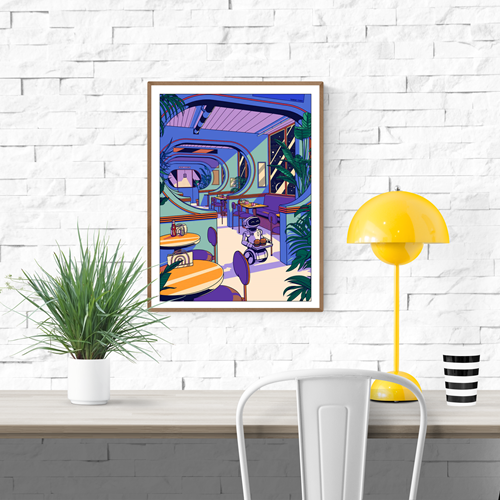 Buy illustration with coffee place in space by Paiheme Studio