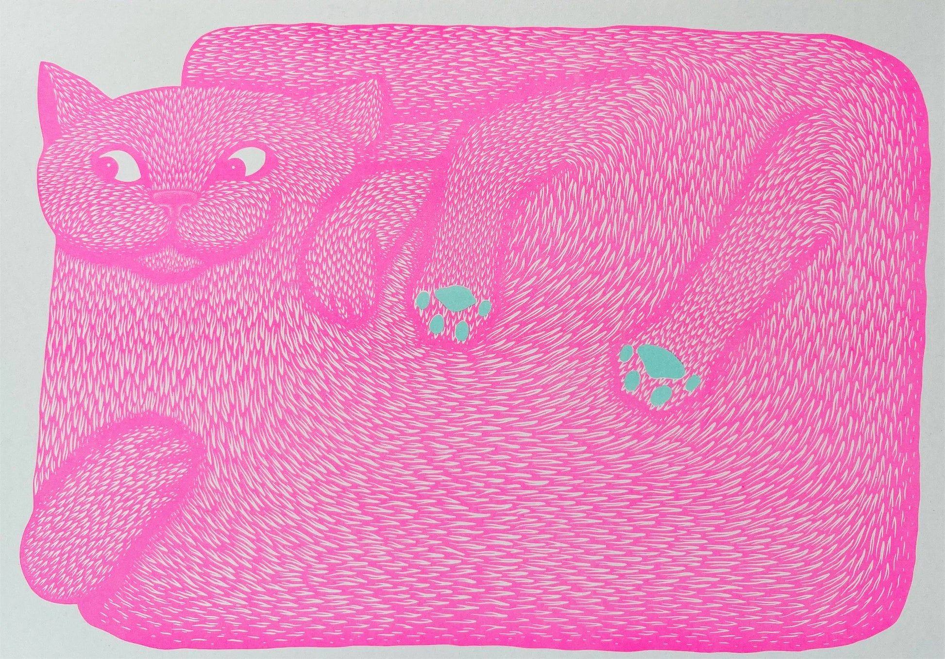 Buy illustration with pink cat by Strangford