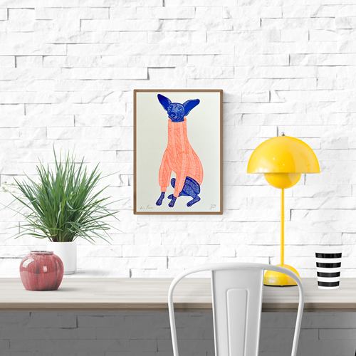 Buy artprint with knit picker dog by Strangford