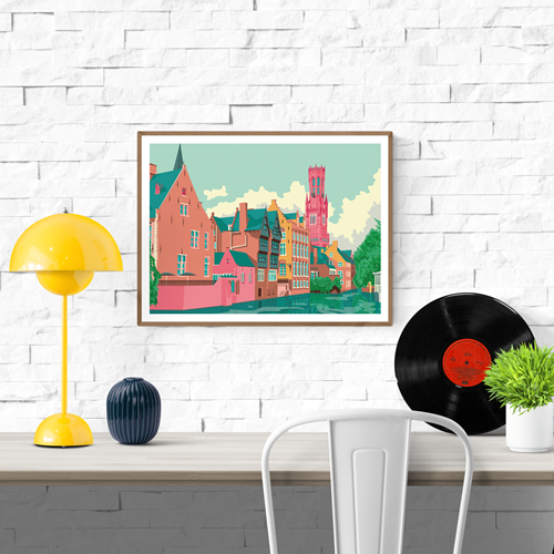 Buy Bruges Belgium illustration by Studio Frits