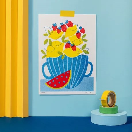 buy illustration with lemons and strawberries by Teresa rego 