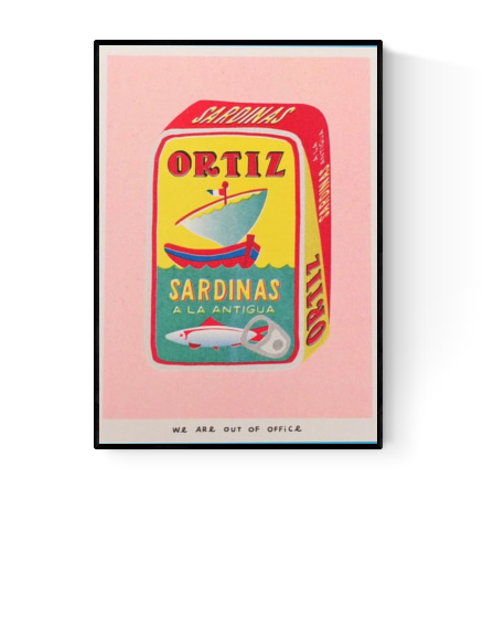 Illustration with vintage can of sardines by We are out of the office