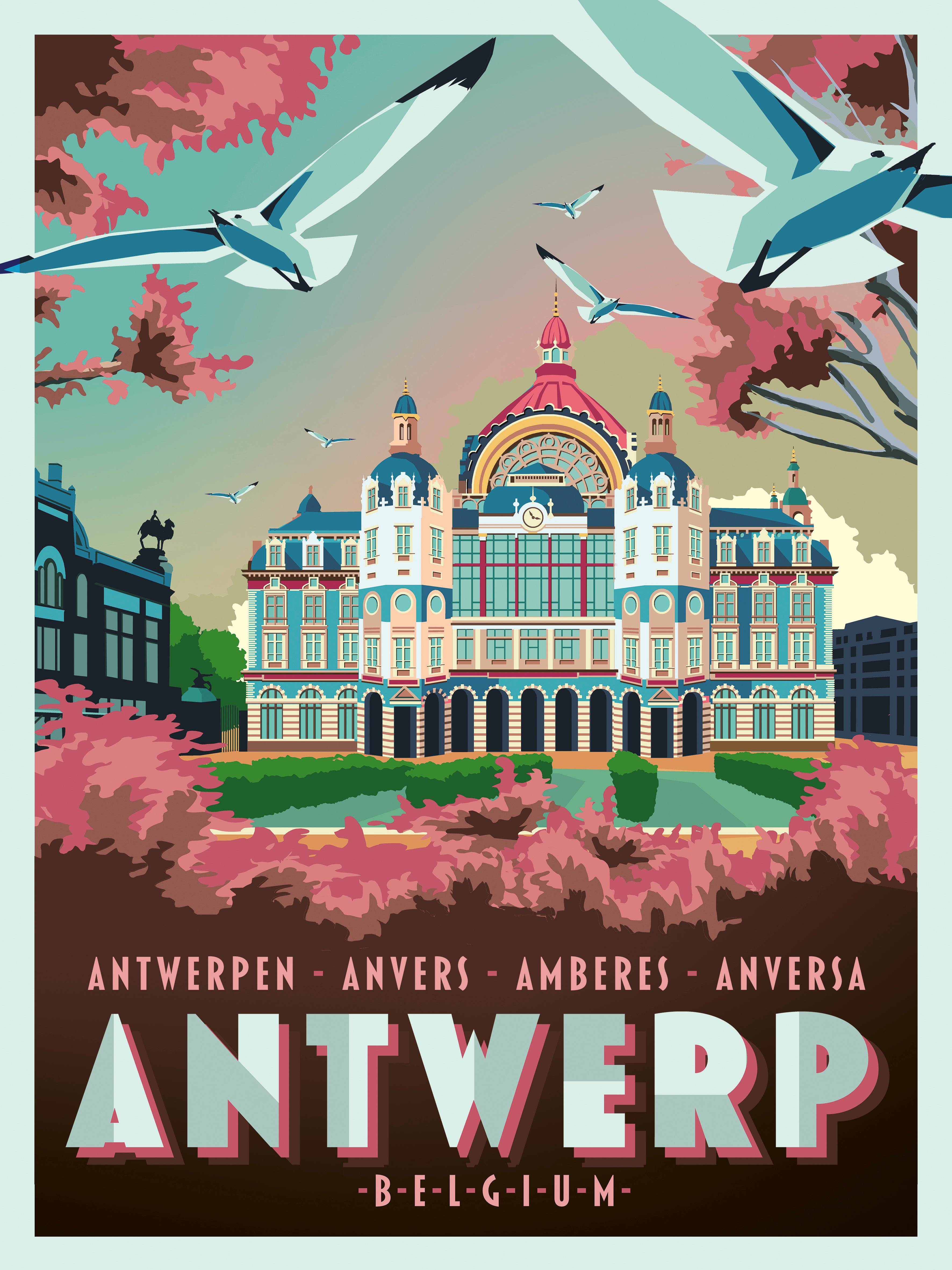 Central Station Antwerp – 50×70 cm Poster Print by Studio Frits