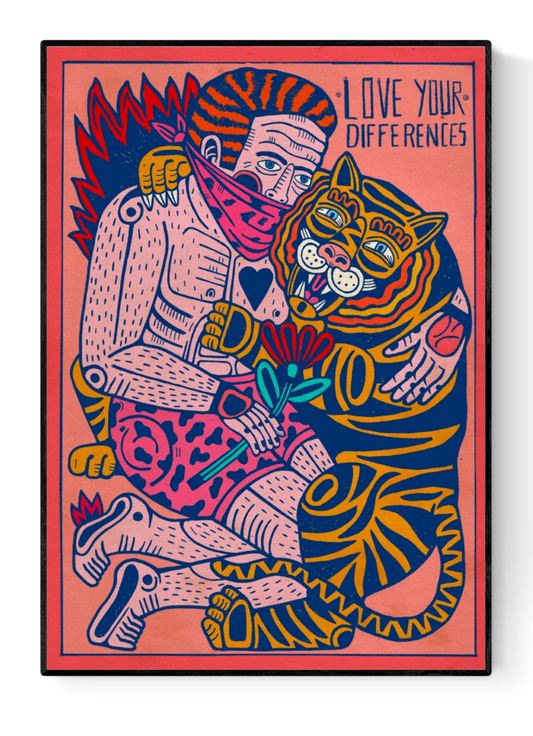 buy illustration with man and tiger by Asis Percales 