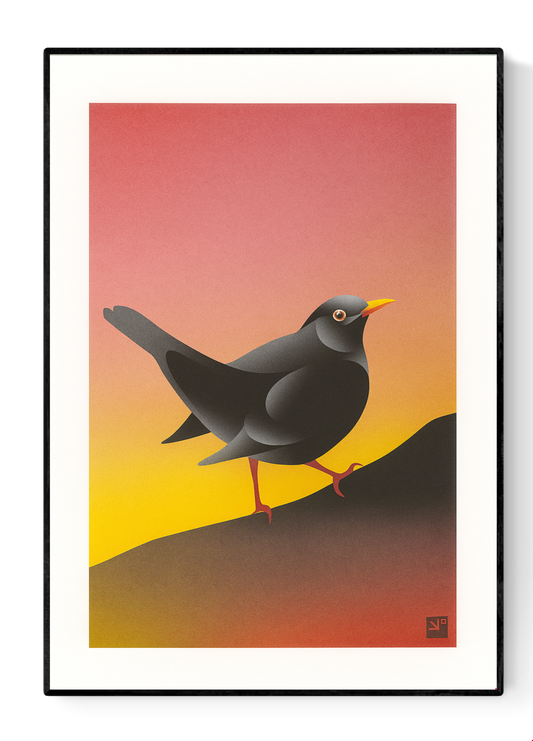 Blackbird by VrijFormaat – A4 Risograph Art Print