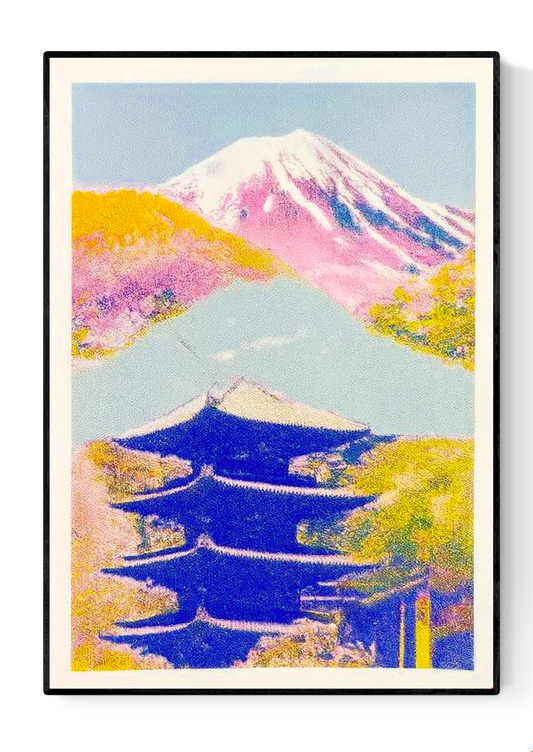 Japanese collage - tower + fuji