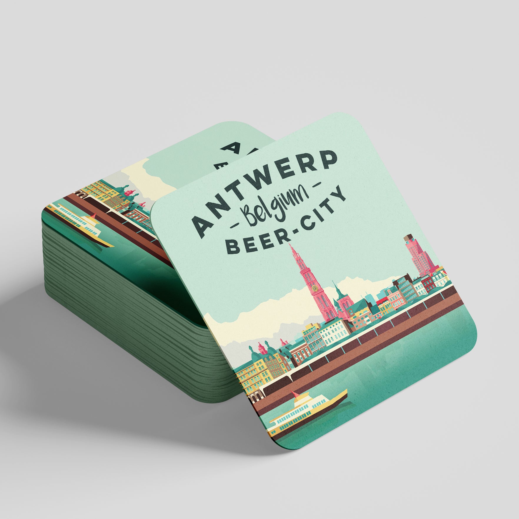 buy beer coasters Antwerp skyline from studio Frits