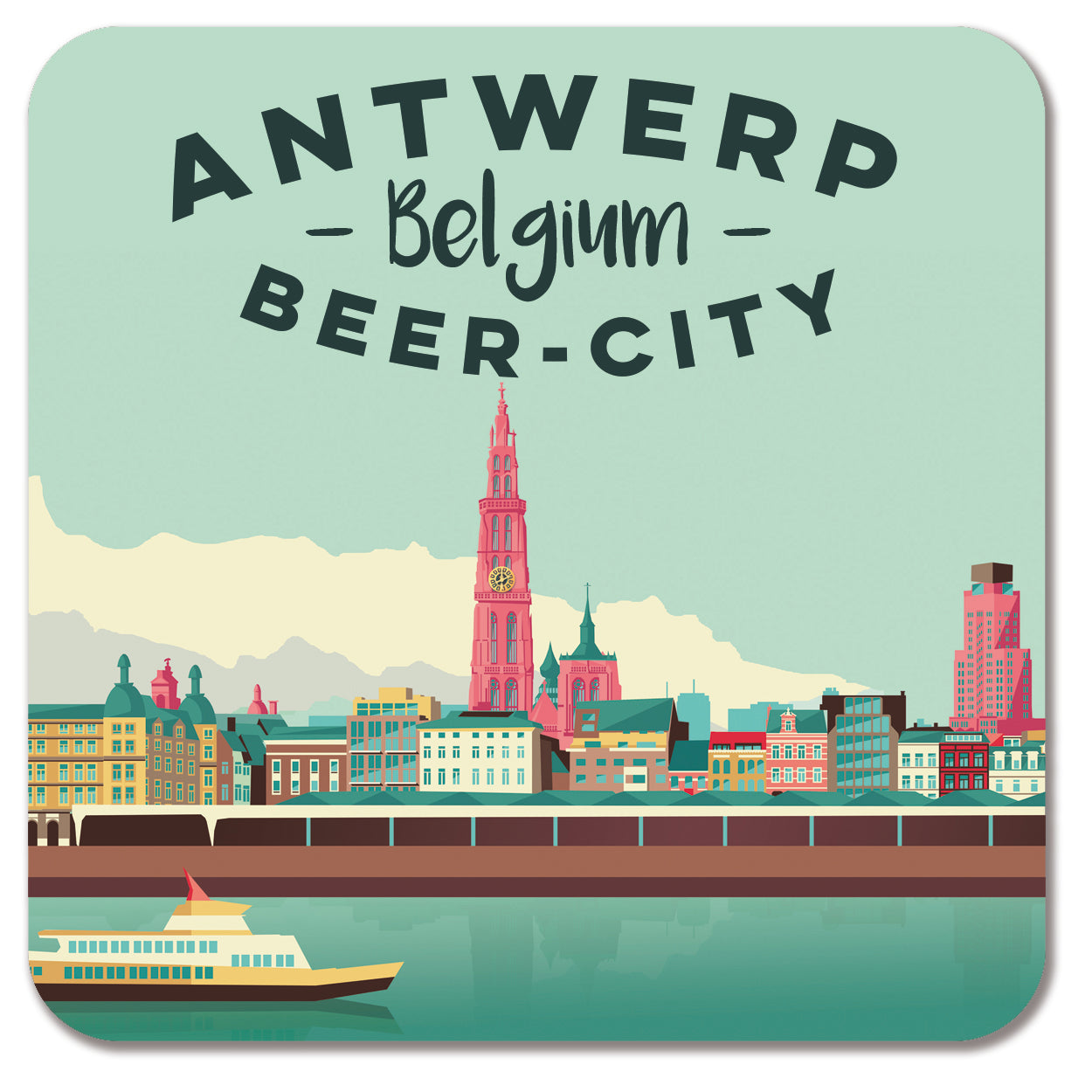 buy beer coasters Antwerp skyline from studio Frits