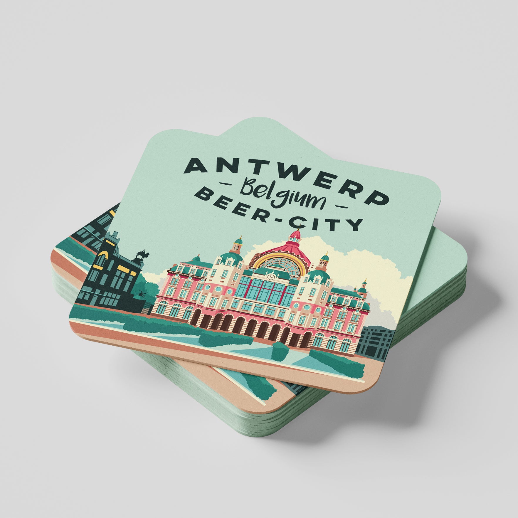 buy beer coasters Antwerp central station from studio Frits