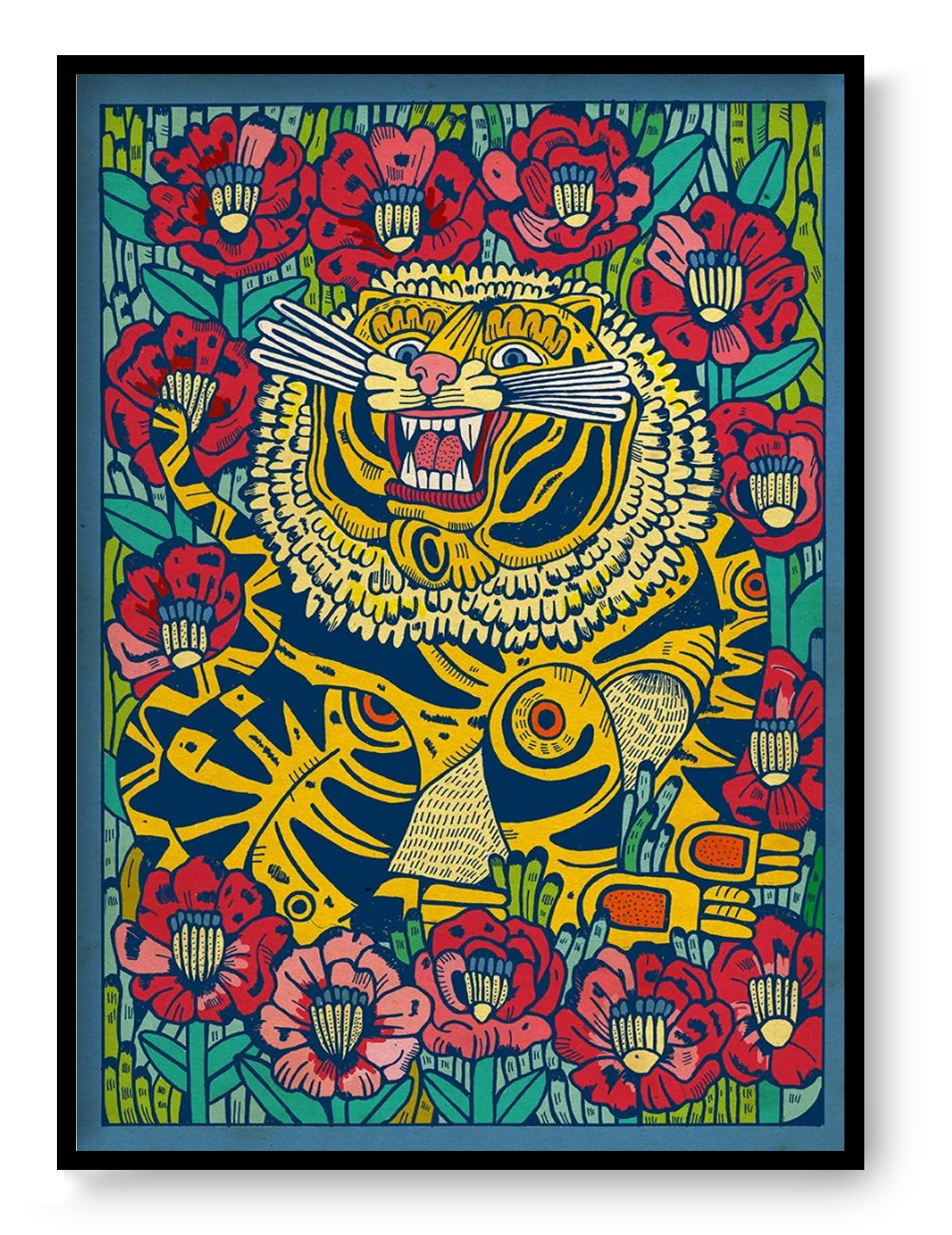 Gato Montés en un campo de amapolas