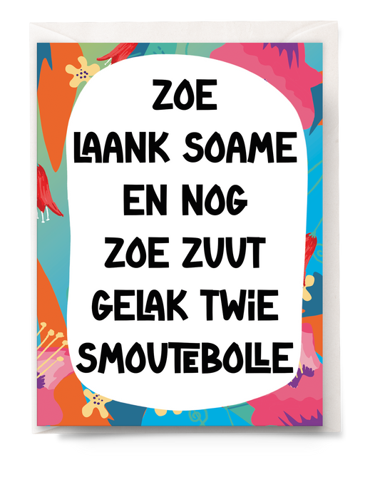 greeting card - Tante Colette - zoe zuut gelak twie smoutebolle