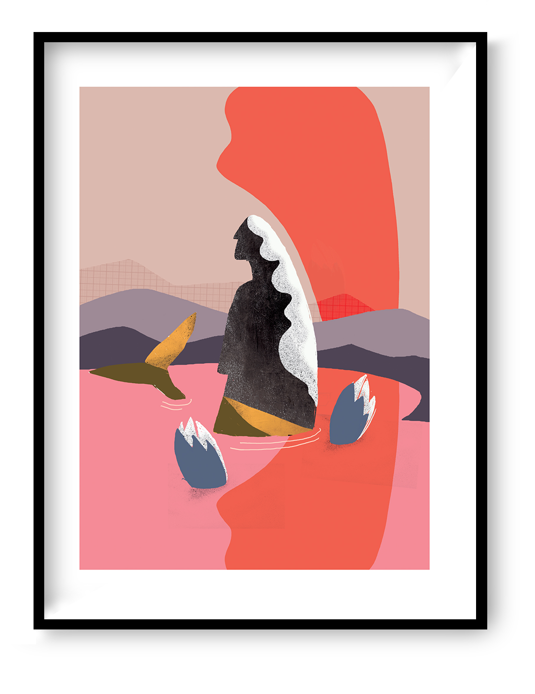 Mermaids art print set by Studio Frits featuring three abstract mermaid illustrations with bold colors and modern graphic composition